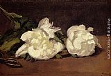 Branch Of White Peonies With Pruning Shears